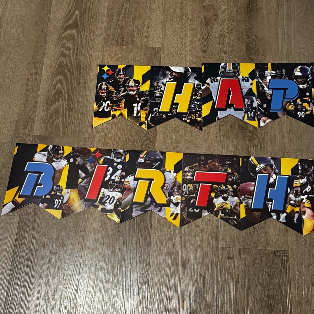 Pittsburgh Steelers Football Themed Happy Birthday Banner - Picture 2 of 3